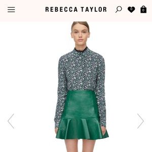 REBECCA TAYLOR green leather skirt